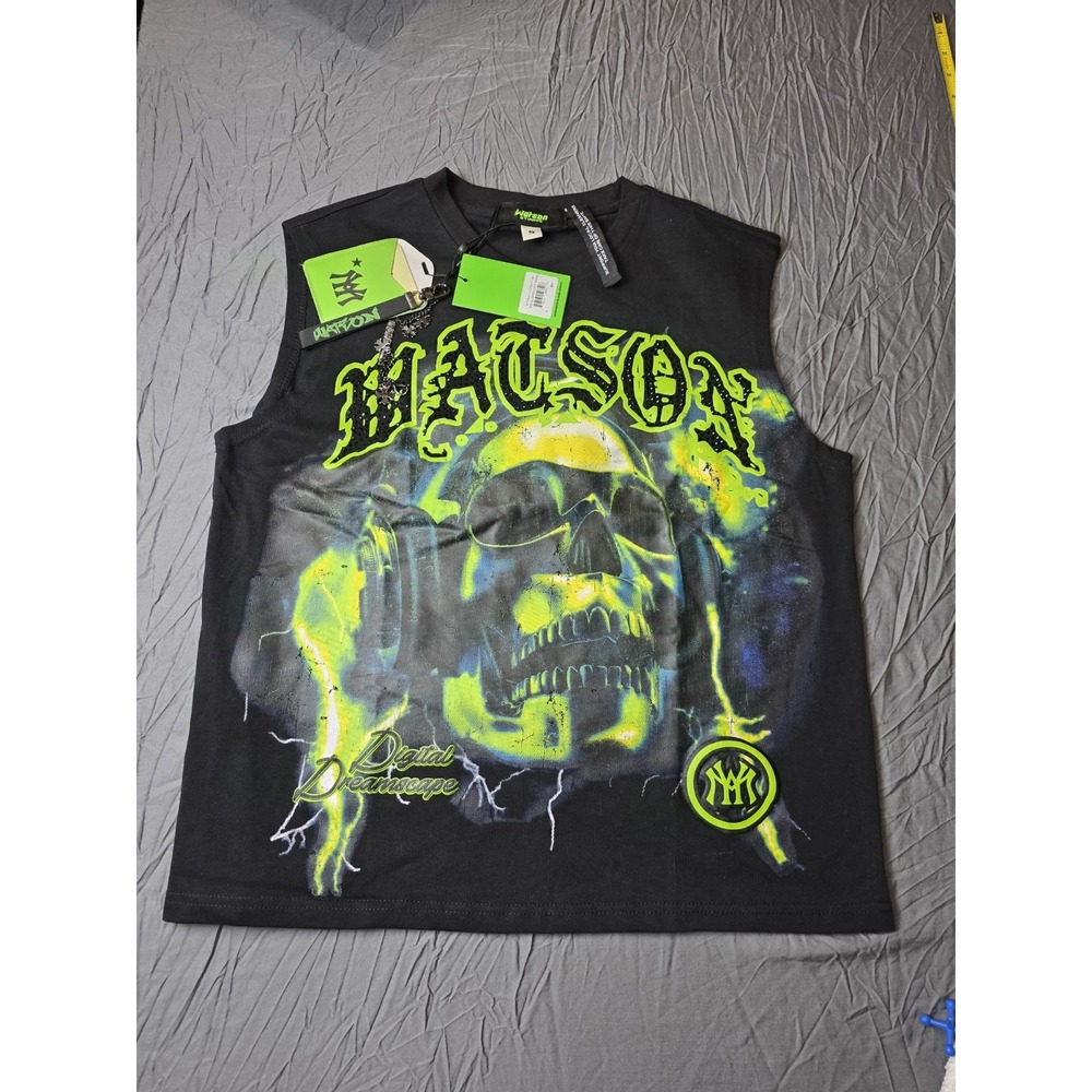 NEW Watson Studios Digital Dreamscape Skull Cut Off Shirt S $85 Retail